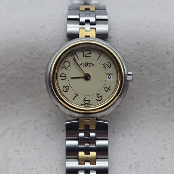 HERMÈS - zegarek vintage na dwukolorowej bransolecie