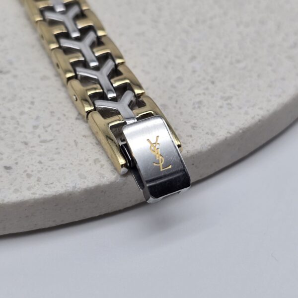 YSL - geometryczny zegarek vintage na bransolecie zapiecie