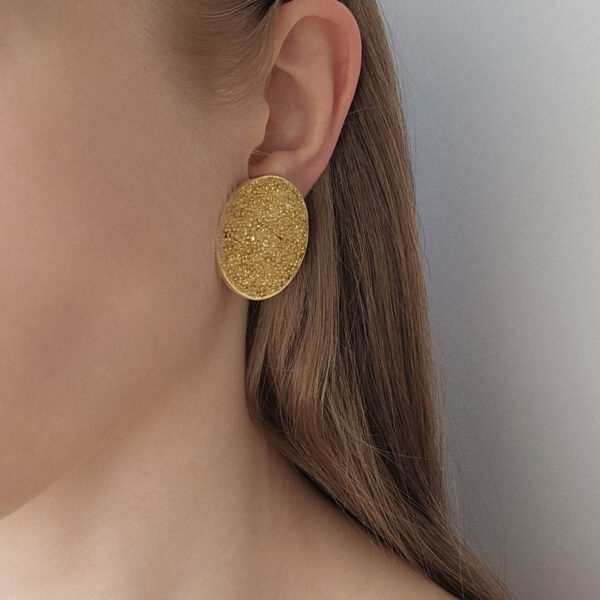 YSL - okrągłe klipsy vintage z ciekawą fakturą na uchu