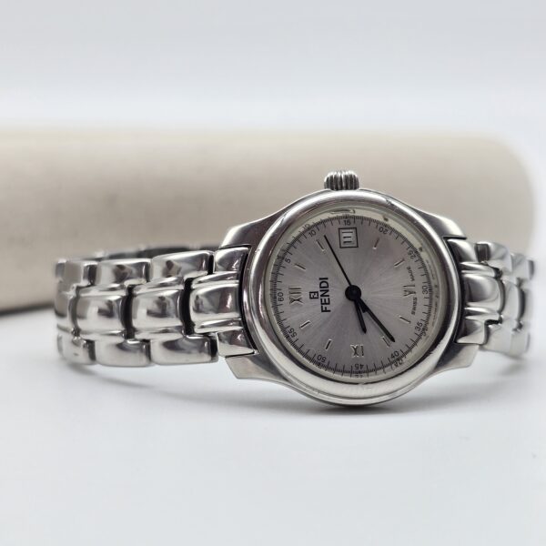 FENDI - srebrny zegarek vintage z datownikiem