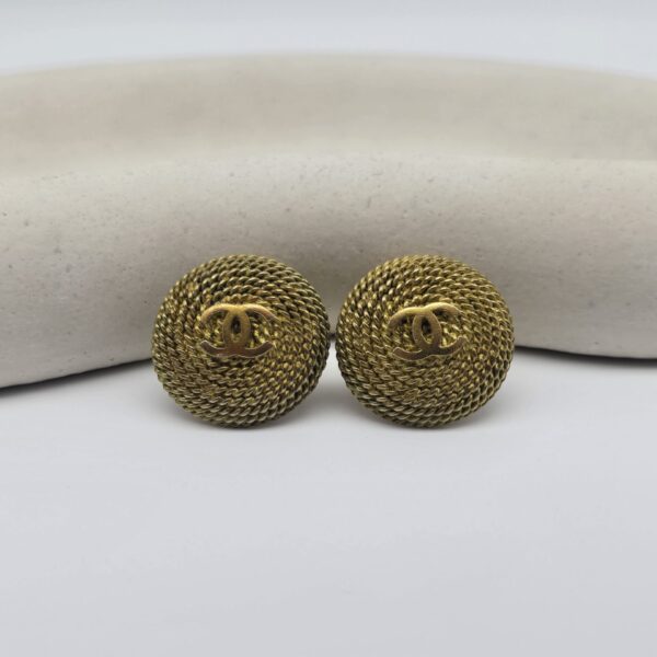 CHANEL - Plecione klipsy vintage z logo