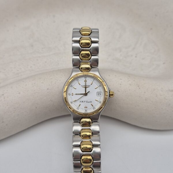 LONGINES CONQUEST - srebrno-złoty zegarek vintage w oryginalnym pudełku