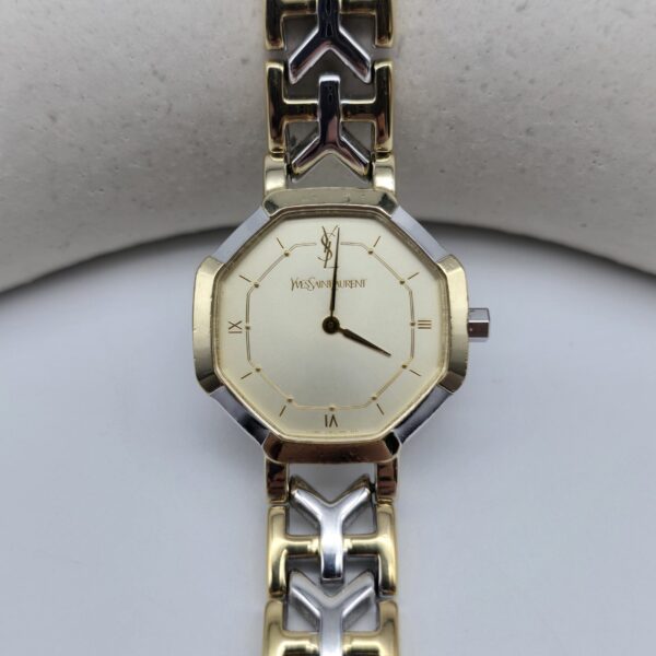YSL - geometryczny zegarek vintage na bransolecie