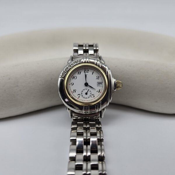 YSL - zegarek vintage z datownikiem front