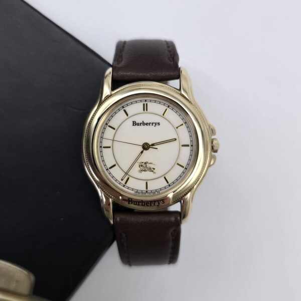 BURBERRY - klasyczny zegarek vintage na brązowym pasku