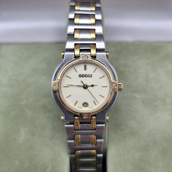 GUCCI - elegancki zegarek vintage w stylu two-tone przód