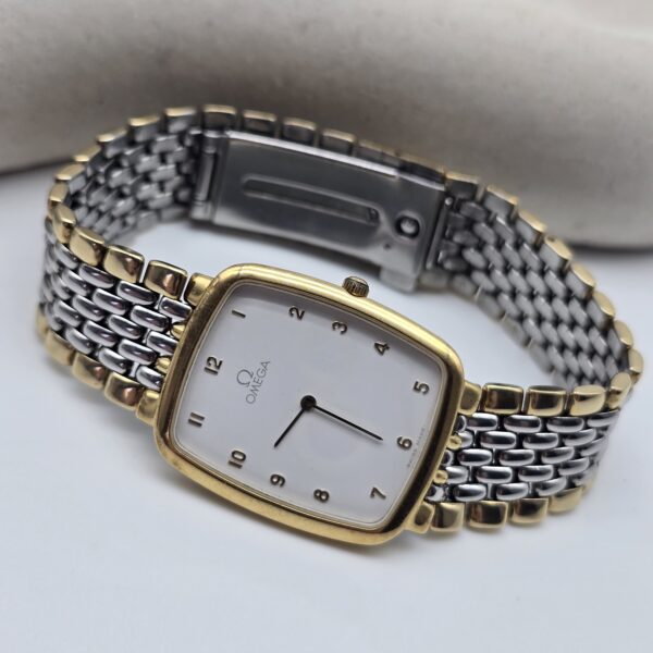 OMEGA – geometryczny zegarek vintage na bransolecie, lata 90. front