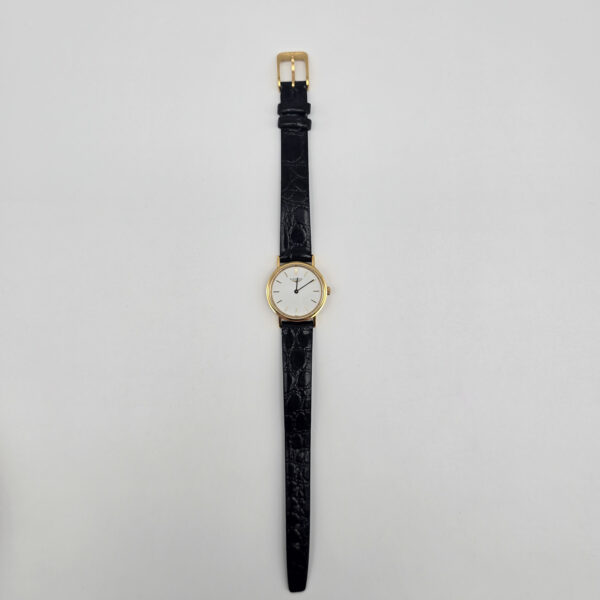 LONGINES - minimalistyczny zegarek vintage na czarnym pasku cały przód