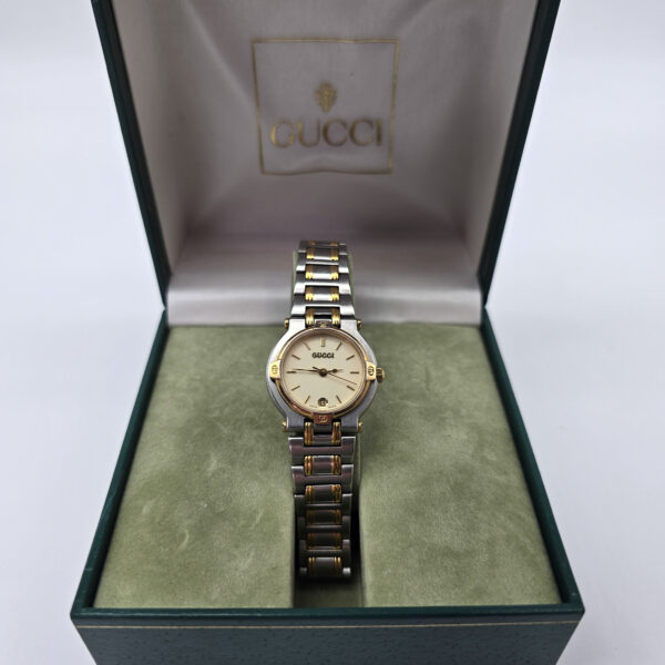 GUCCI - elegancki zegarek vintage w stylu two-tone w pudełku