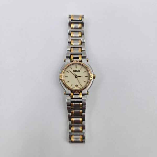 GUCCI - elegancki zegarek vintage w stylu two-tone cały przód