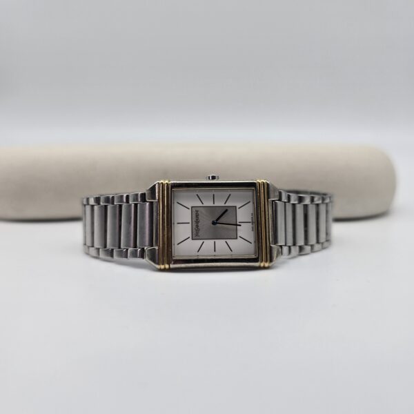 YVES SAINT LAURENT - prostokątny zegarek vintage z boku