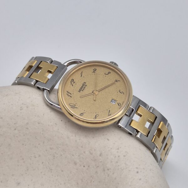 HERMÈS - zegarek vintage na złoto-srebrnej bransolecie
