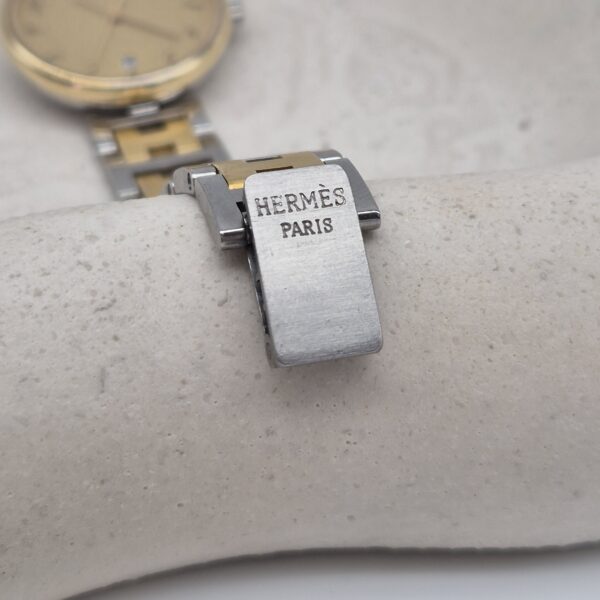 HERMÈS - zegarek vintage na złoto-srebrnej bransolecie sprzączka