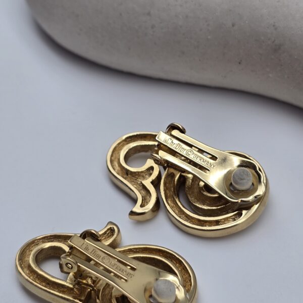 CHRISTIAN DIOR - złote klipsy vintage zapięcie