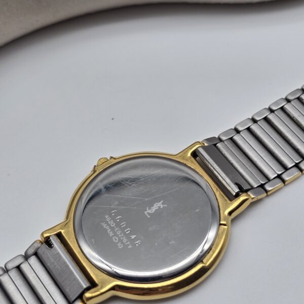 YSL – minimalistyczny zegarek vintage w bikolorze, lata 90. tył