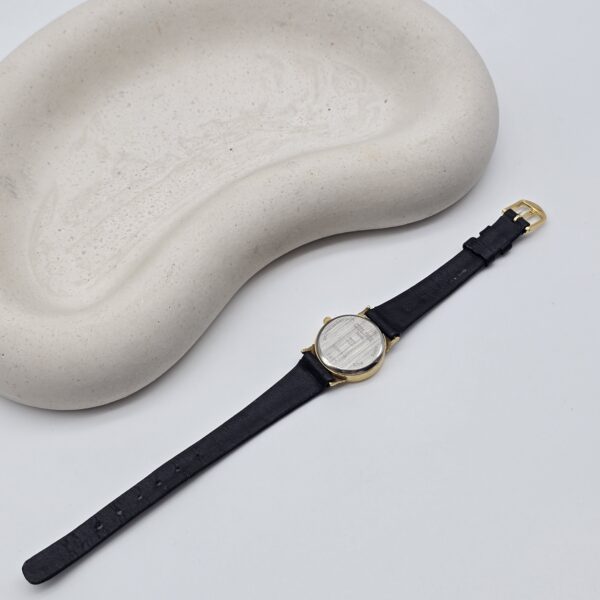CELINE – minimalistyczny złocony zegarek vintage z drobinkową tarczą tył