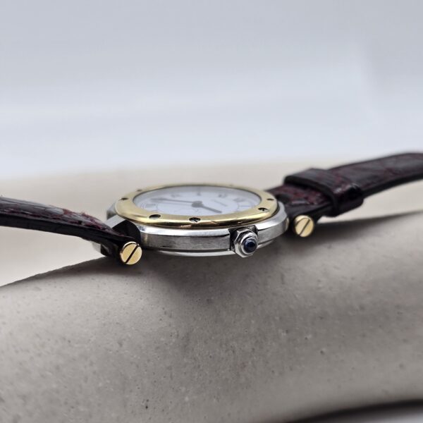CARTIER - elegancki zegarek vintage, Santos Ronde, lata 90. koronka