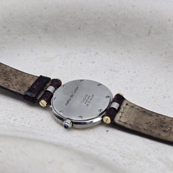 CARTIER - elegancki zegarek vintage, Santos Ronde, lata 90. tył