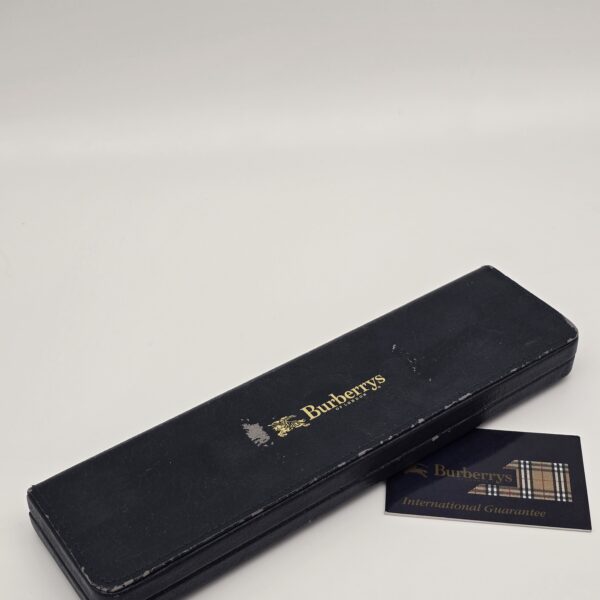 BURBERRY – zegarek vintage na czarnym pasku, masa perłowa, lata 90. pudełko
