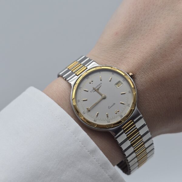 LONGINES - elegancki zegarek vintage, bikolor na ręce