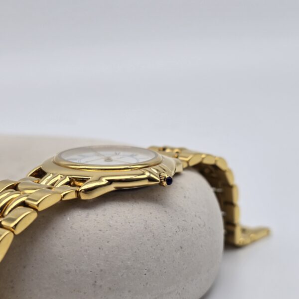 YSL – złoty zegarek vintage na bransolecie z rzymskimi indeksami, lata 90. koronka