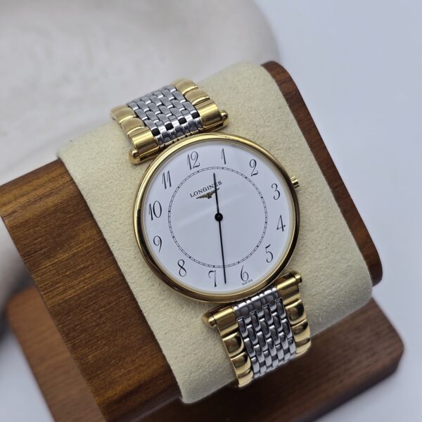 LONGINES - elegancki zegarek vintage, La Grande Classique, lata 90. na stojaku