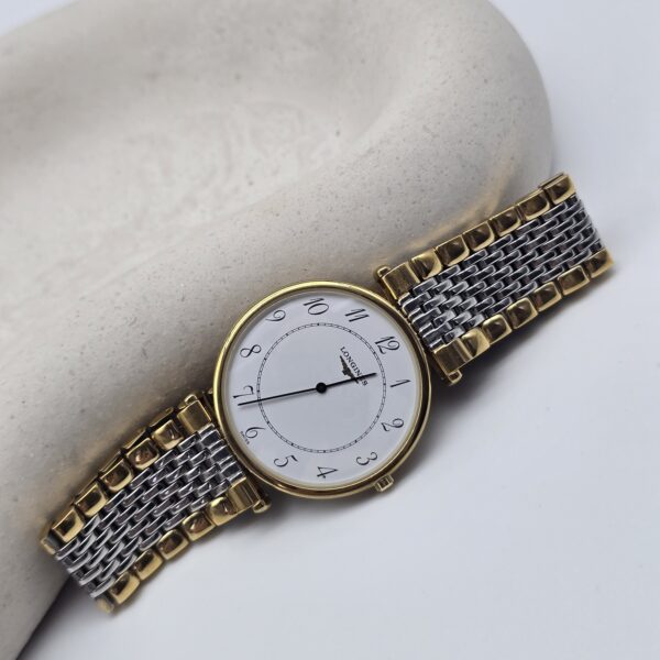 LONGINES - elegancki zegarek vintage, La Grande Classique, lata 90. przy podstawce