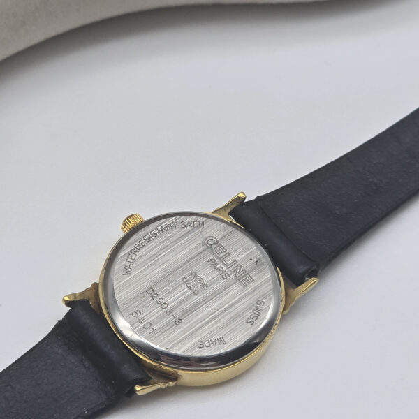CELINE – minimalistyczny złocony zegarek vintage z drobinkową tarczą dekiel