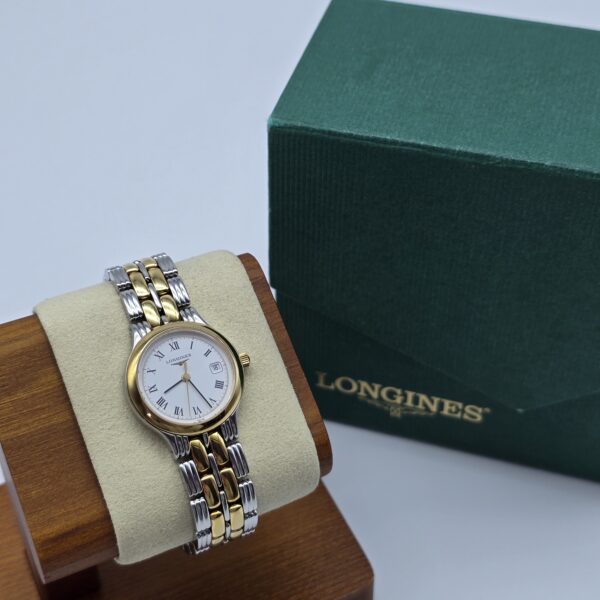 "LONGINES - minimalistyczny zegarek w bikolorze, oryginalne pudełko"