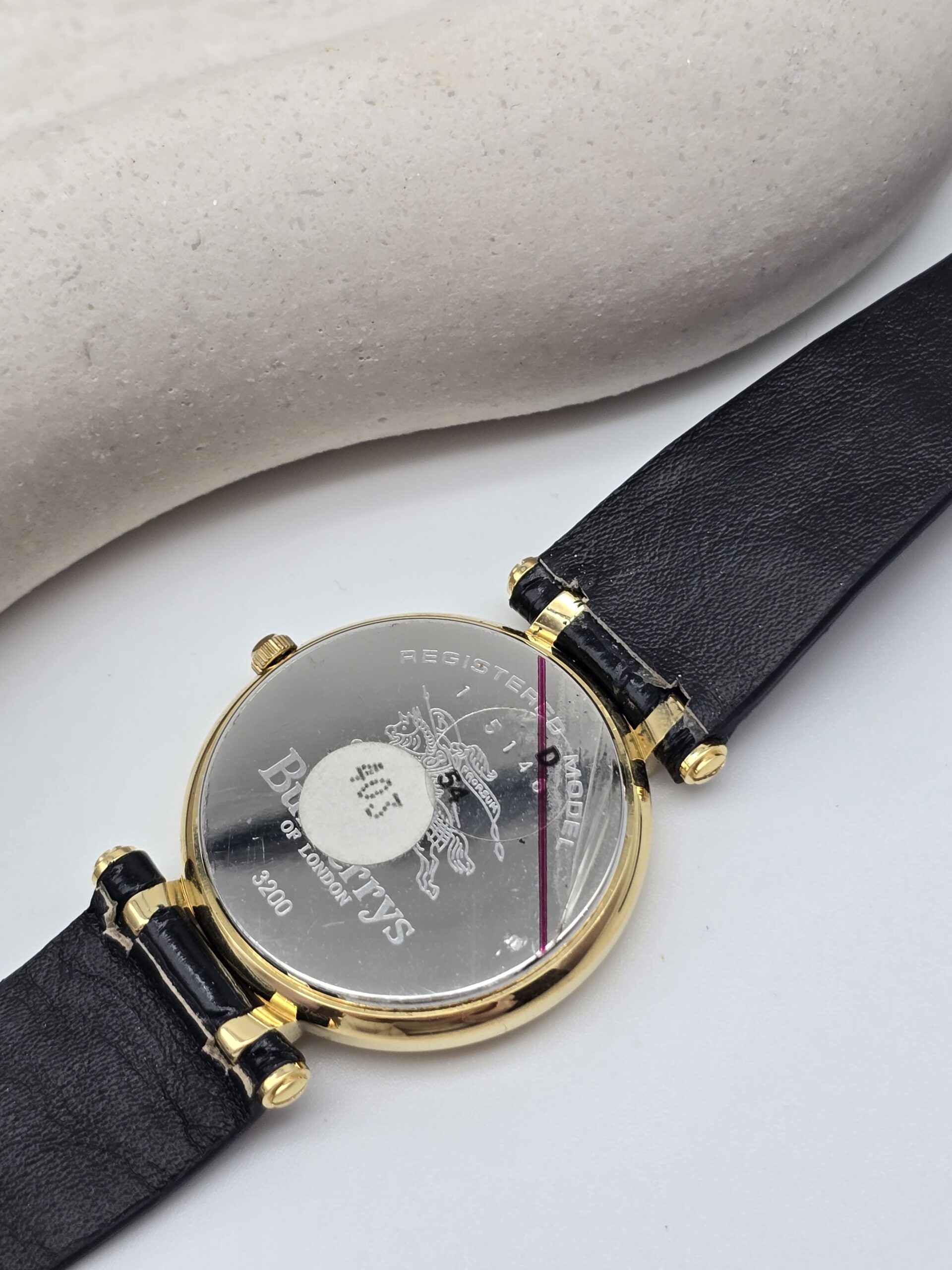 BURBERRY - złoty zegarek vintage z rzymskimi indeksami, lata 90. dekiel