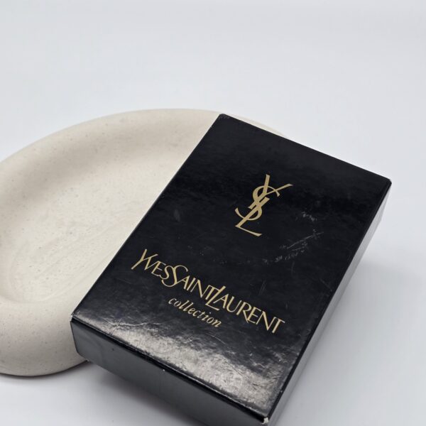 YSL - złoty komplet vintage z kryształkami, lata 90. pudełko