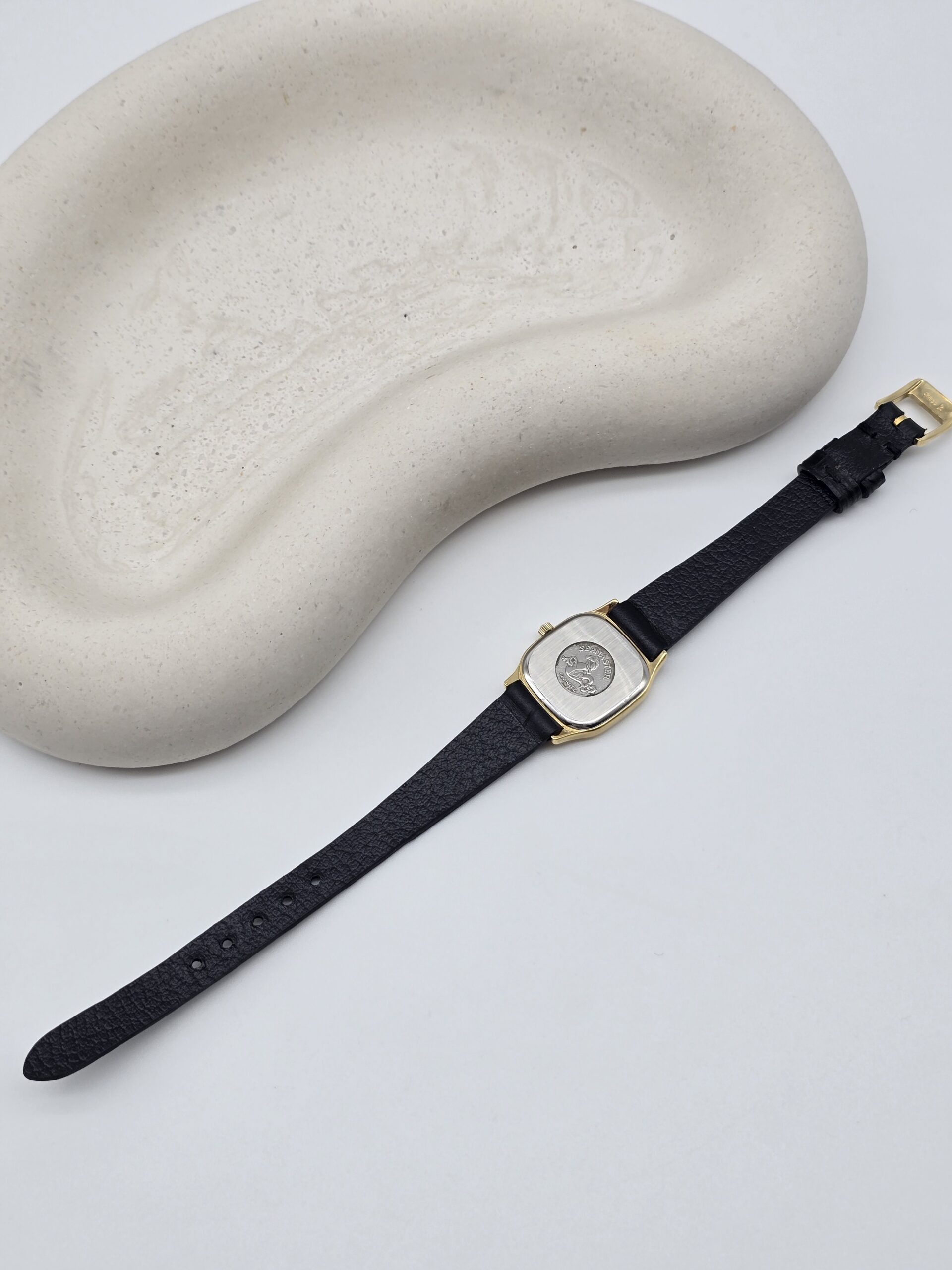 OMEGA – zegarek vintage złoty Seamaster z datownikiem, lata 90. tył