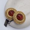 CHANEL - klipsy vintage plecione z czerwonym kaboszonem,lata 90. artystyczne