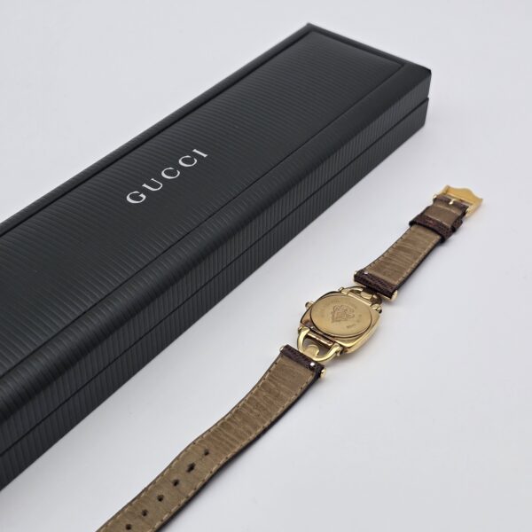 GUCCI- elegancki zegarek vintage na pasku, lata 90. tył