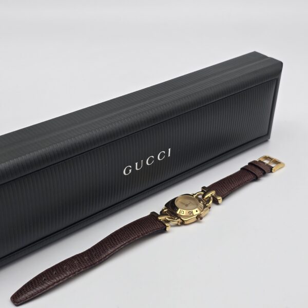 GUCCI- elegancki zegarek vintage na pasku, lata 90. przy pudełku