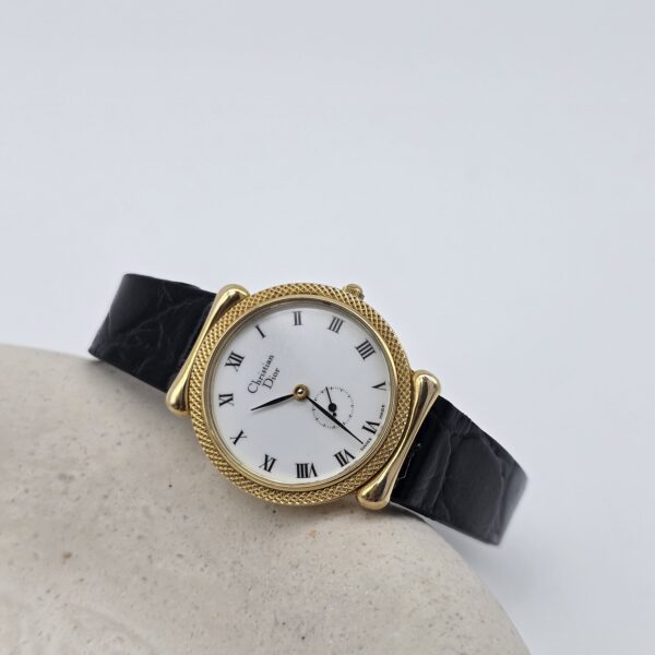 DIOR - elegancki zegarek vintage na pasku, lata 90.