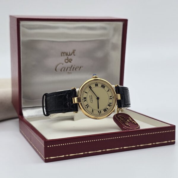 CARTIER - zegarek vintage Must de Cartier Vendôme Vermeil z rzymskimi indeksami