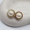 DIOR - eleganckie klipsy vintage z perłą, lata 90.