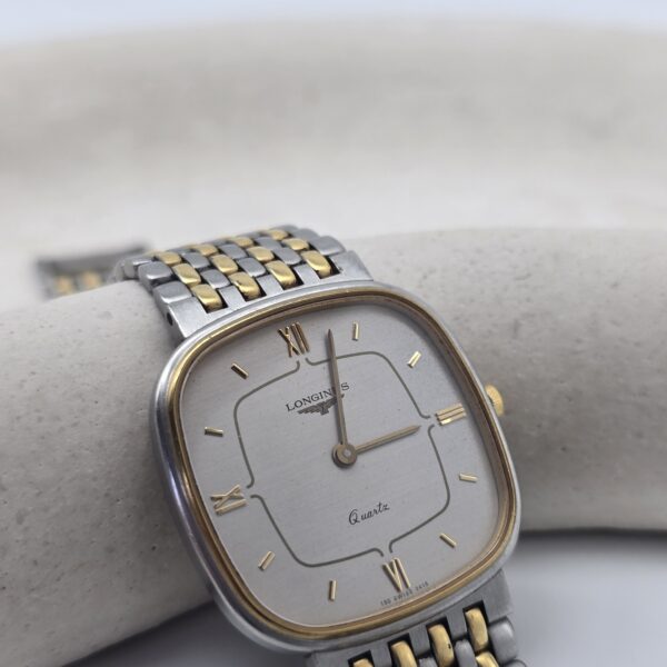 LONGINES - ozdobny zegarek vintage na bransolecie, lata 90. front