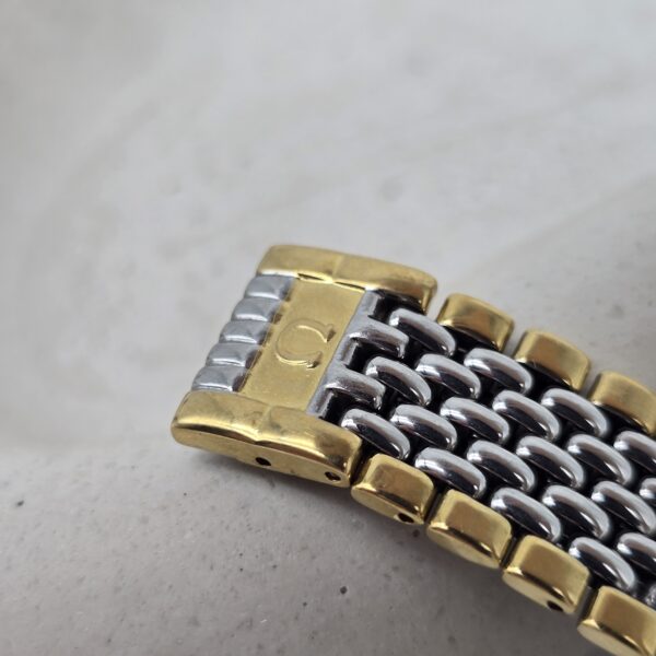 OMEGA De Ville - elegancki zegarek vintage na bransolecie z złotą tarczą zapięcie