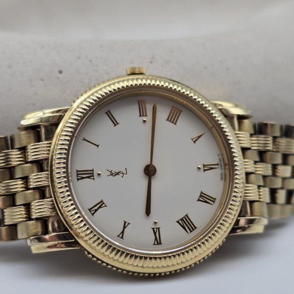 YSL - elegancki zegarek vintage z rzymskimi indeksami front