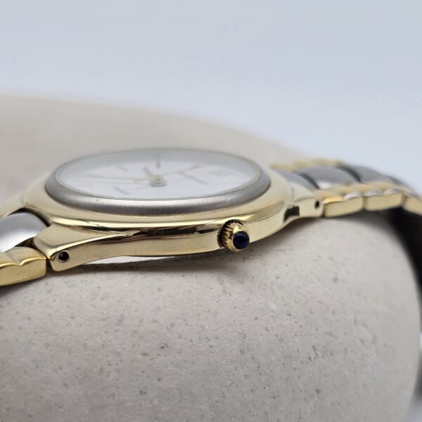 GIVENCHY - elegancki zegarek vintage na bransolecie z datownikiem koronka