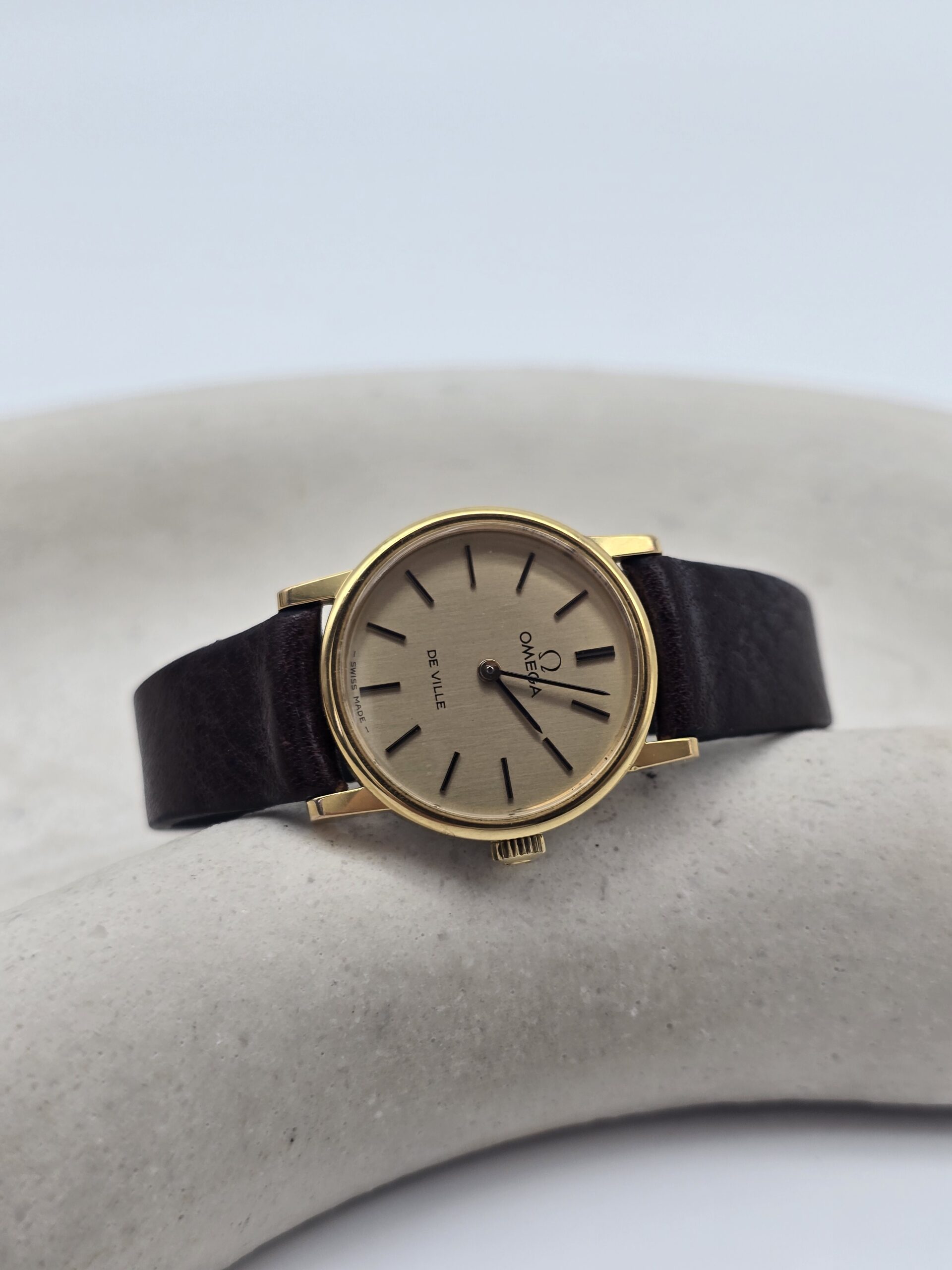 OMEGA De Ville - subtelny zegarek vintage na pasku, lata 70. dodatkowe