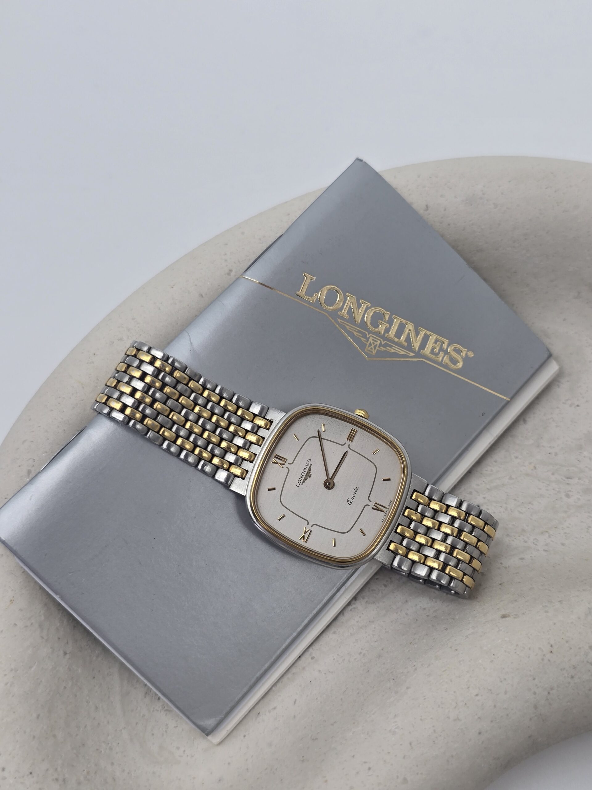 LONGINES - ozdobny zegarek vintage na bransolecie, lata 90.