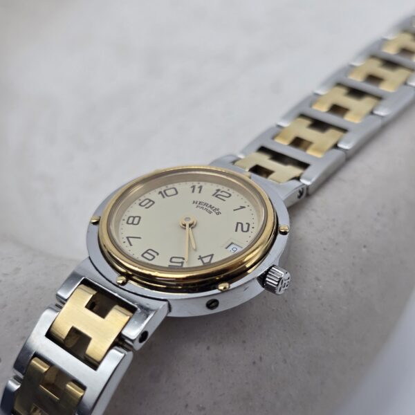 HERMES Clipper - elegancki zegarek vintage z datownikiem koronka