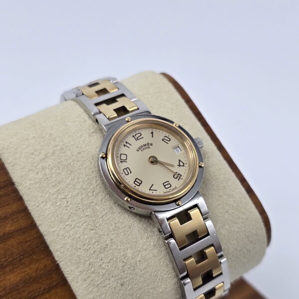 HERMES Clipper - elegancki zegarek vintage z datownikiem stojak