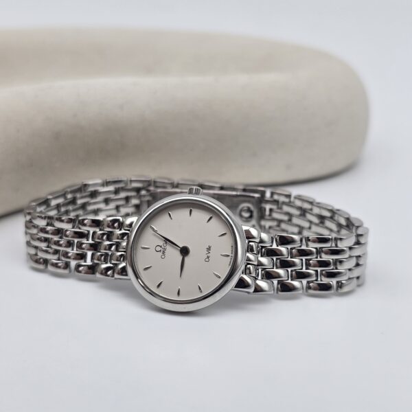 OMEGA De Ville - srebrny zegarek vintage na bransolecie dodatkowe