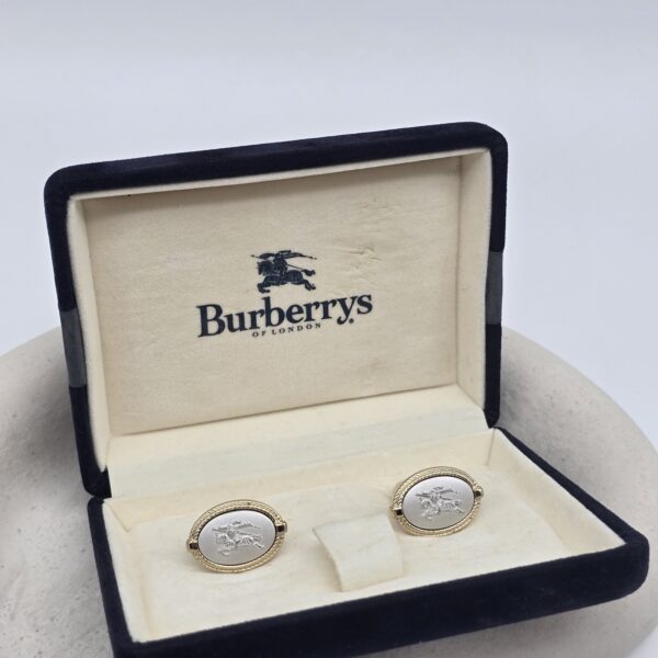 BURBERRY - spinki do mankietów vintage z kultowym logo