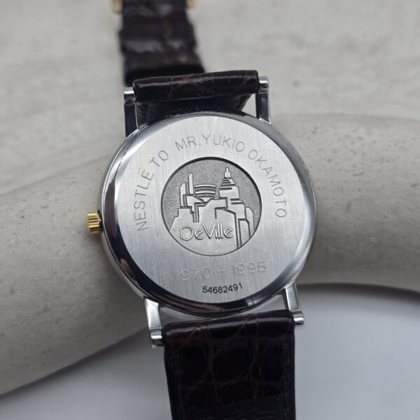 OMEGA De Ville - elegancki zegarek vintage z datownikiem, lata 90. tył