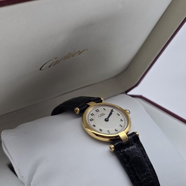 CARTIER Must Vendôme Vermeil - zegarek vintage na skórzanym pasku